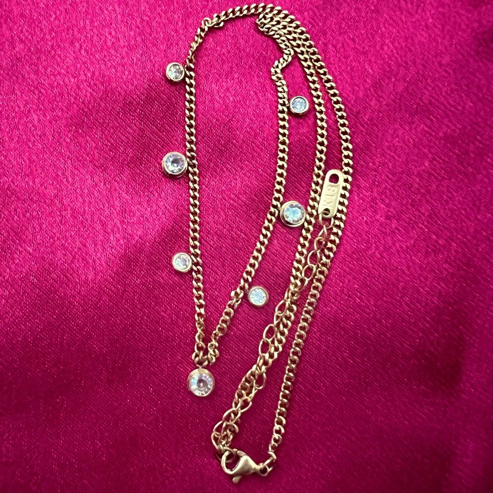 Gold Dainty Cubic Zirconia Necklace Adjustable Choker 💕
